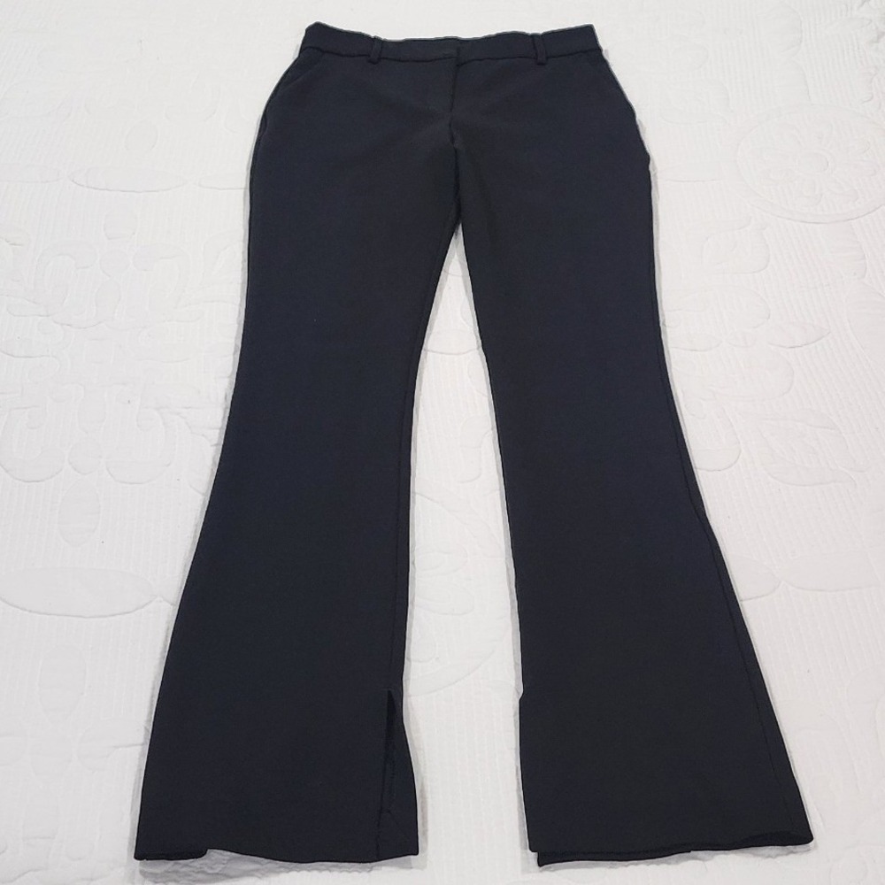 Express Editor Skyscraper Mid Rise Black Flare Slit Hem Dress Pants 2R